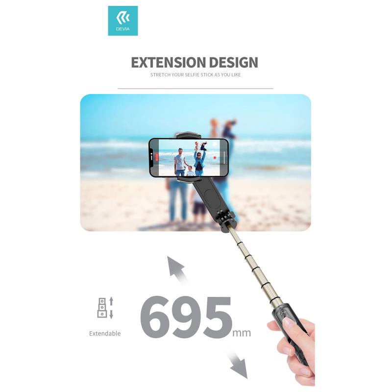 Gimbal & Τρίποδο Devia ES074 για Smartphones Πλάτους 37 έως 90mm Μαύρο