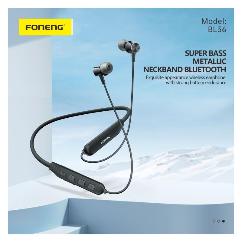 Στερεοφωνικό Ακουστικό Bluetooth Foneng BL36 Deep Bass Neckband Μαύρο