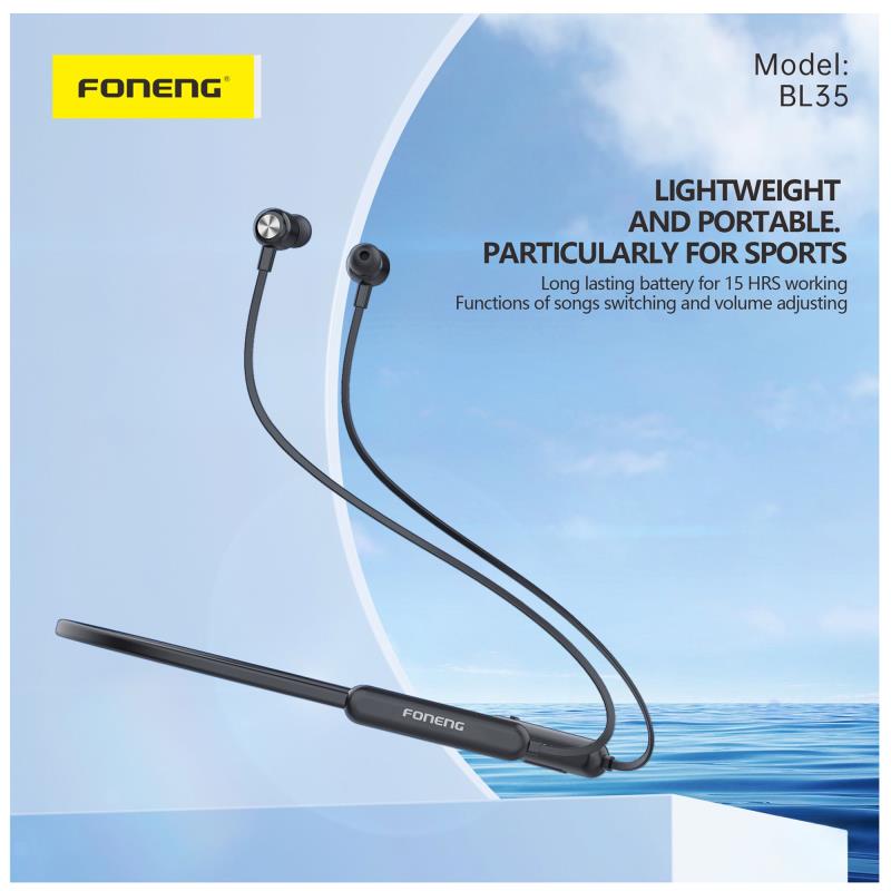 Στερεοφωνικό Ακουστικό Bluetooth Foneng BL35 Sports Neckband Μαύρο