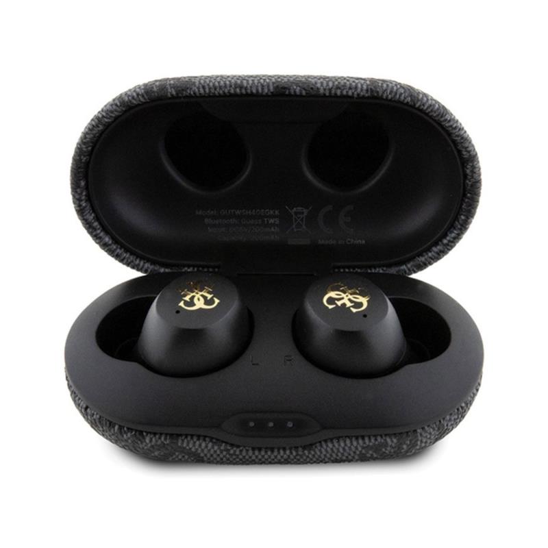 True Wireless Ακουστικά Bluetooth Guess Docking Station Metal 4G Μαύρο