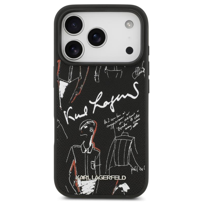 Θήκη TPU Karl Lagerfeld Apple iPhone 17 Pro Max Hardcase Grained Pattern Logo Μαύρο