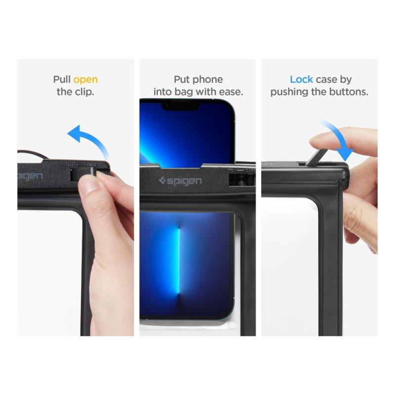 Universal Αδιάβροχη Θήκη Spigen A601 για Smartphones έως 6.9" Μαύρο (2 τεμ.)