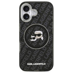Θήκη Σιλικόνης Karl Lagerfeld Magsafe Apple iPhone 17 Glitter Karl & Choupette Heads Μαύρο