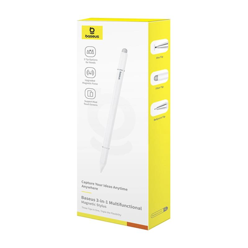 Πενάκι Οθόνης Stylus Baseus Magnetic Smooth Writing III 3 σε 1 για iOS & Android Λευκό