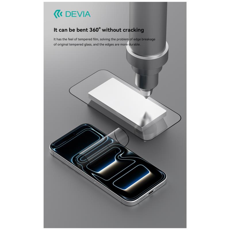 Tempered Glass Full Face Flex Devia Apple iPhone 17 Pro Max με Βοηθητικό Εργαλείο GRS Μαύρο (1 τεμ.)