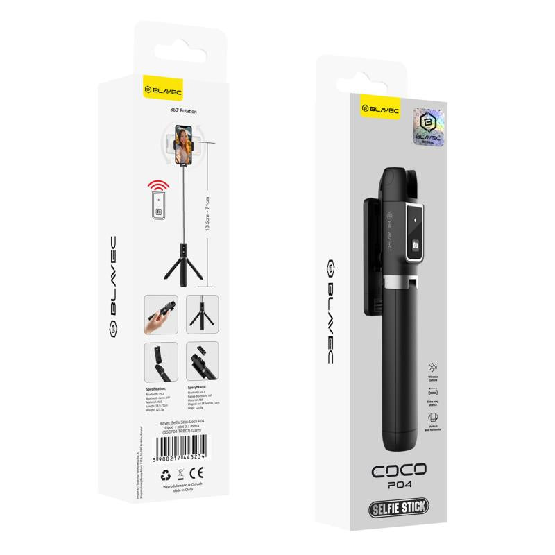 Ασύρματο Selfie Stick & Τρίποδο Blavec Coco P04 με Τηλεχειριστήριο για Smartphones Πλάτους 65 έως 95mm Μαύρο