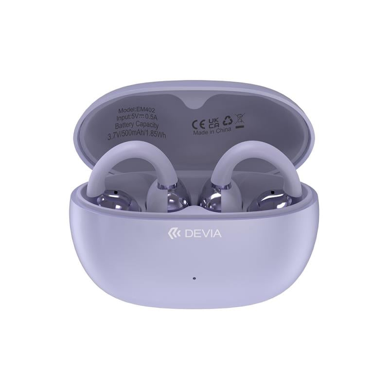 True Wireless Ακουστικά Bluetooth Devia EM402 OWS Pro2 Clip-On Μωβ