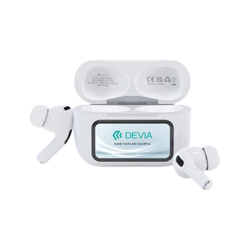 True Wireless Ακουστικά Bluetooth Devia EM062 ANC Pro2 με Οθόνη Λευκό