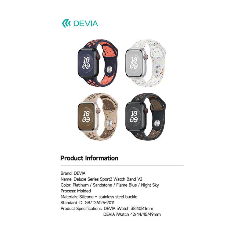 Λουράκι Devia Sport2 Apple Watch (38/ 40/ 41/ 42mm) Deluxe V2 Midnight Sky