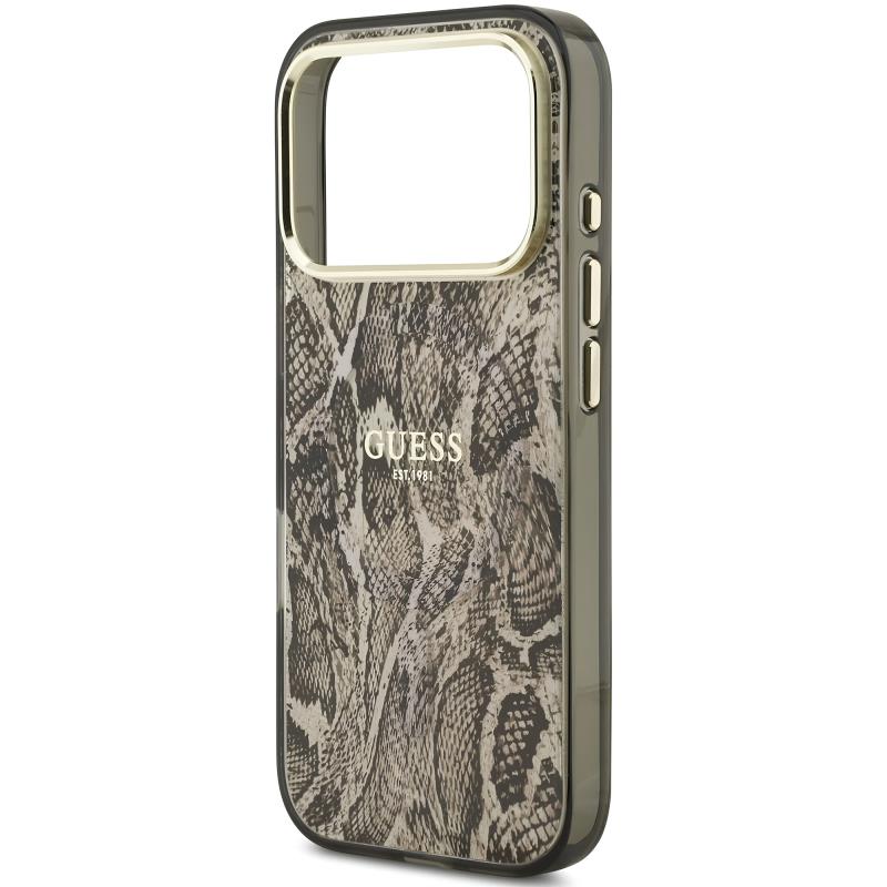 Θήκη TPU & PC Guess Apple iPhone 18 Pro/ 17 Pro MagSafe Python Pattern Καφέ