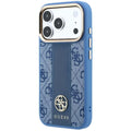 Θήκη TPU & PC Guess Apple iPhone 18 Pro Max/ 17 Pro Max MagSafe Leather Stripe Round Classic Logo Μπλε