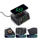 Πολυφορτιστής Πάγκου Service MEGA-IDEA PQW110 PD QC 110W με 8 Θύρες USB, Ασύρματη Φόρτιση & Οθόνη Ενδείξεων