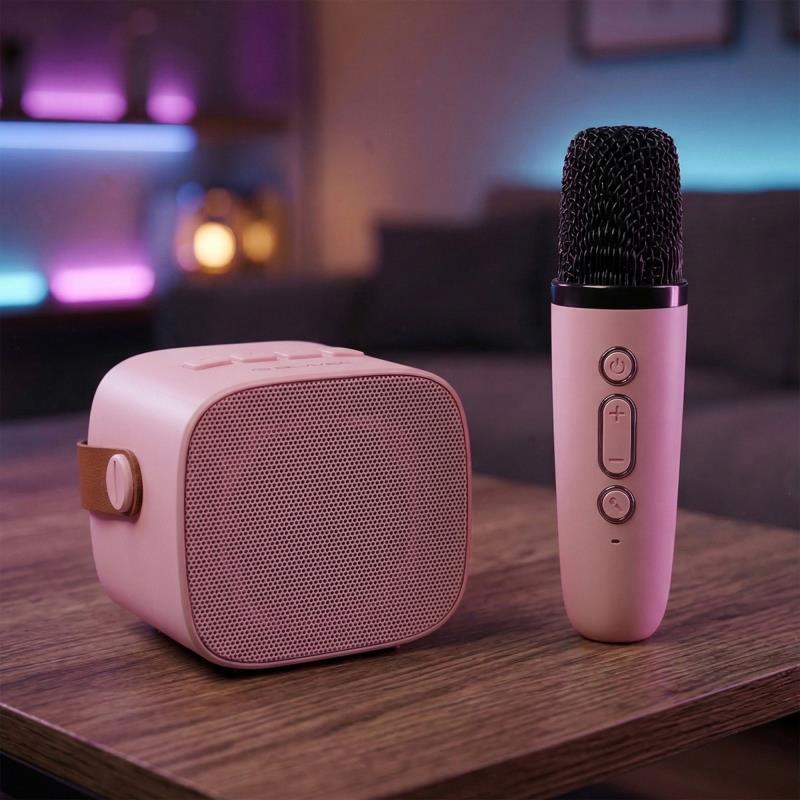 Φορητό Ηχείο Bluetooth Blavec WS-07 Karaoke Party με 2 Μικρόφωνα 5W Ροζ
