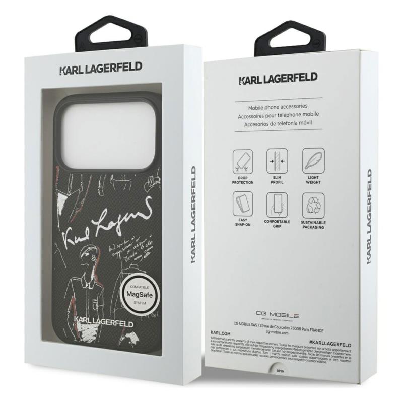 Θήκη TPU Karl Lagerfeld Apple iPhone 17 Pro Max Hardcase Grained Pattern Logo Μαύρο