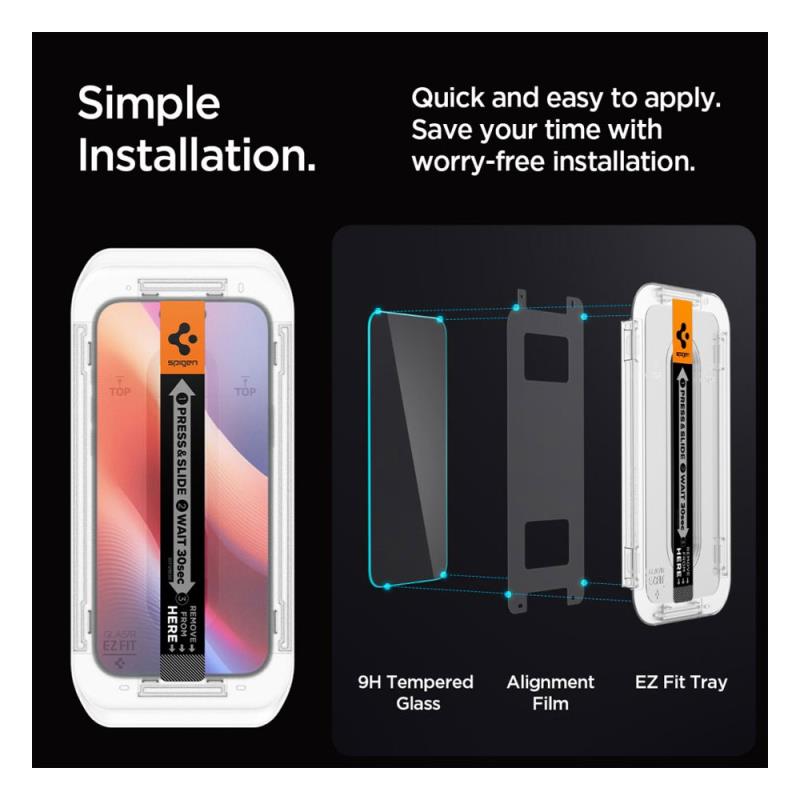Tempered Glass Full Face Spigen Glas.tR EZ-FIT Apple iPhone 16 Pro Max/ 17 Pro Max Διάφανο (2 τεμ.)