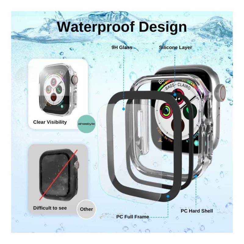 Θήκη PC με Tempered Glass Ahastyle WG56-2 Premium Apple Watch 7/ 8/ 9 45mm Διάφανο (2 τεμ.)