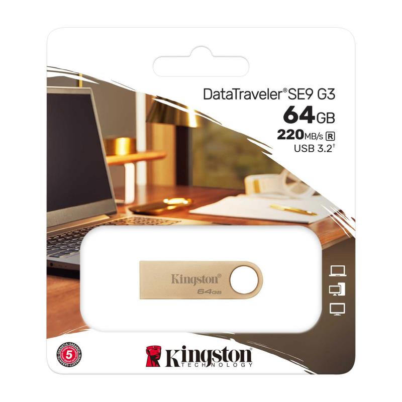 USB 3.2 Flash Disk Kingston DataTraveler DTSE9 USB A 64GB Χρυσό