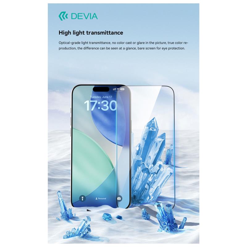 Tempered Glass Crystal Diamond Hardness Devia Apple iPhone 17 με Βοηθητικό Εργαλείο Van Μαύρο (1 τεμ.)