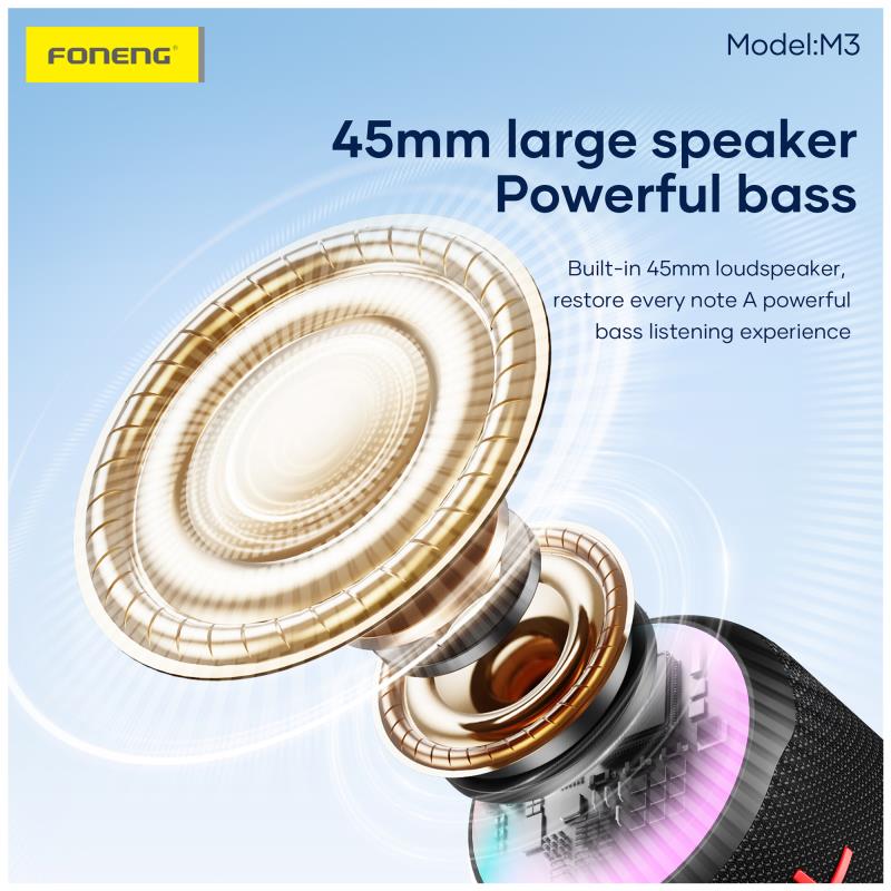 Φορητό Ηχείο Bluetooth Foneng M3 Deep Bass BT 5.4 2400mAh 10W Μαύρο