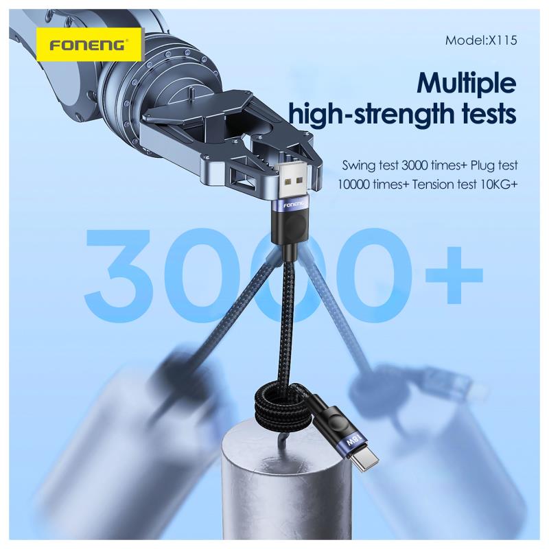 Καλώδιο Σύνδεσης USB 2.0 Foneng X115 Metal Head Braided USB C σε Lightning PD 27W 1m Μαύρο