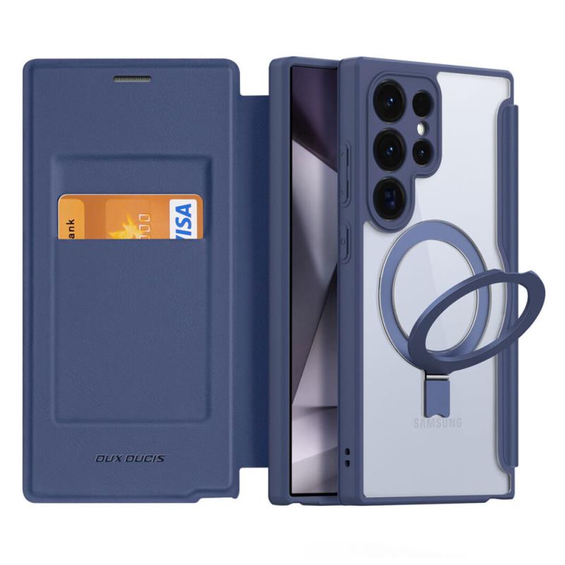 Θήκη Flip Dux Ducis Samsung Galaxy S24 Ultra 5G Magnetic Wallet με Stand Skin X Pro Μπλε