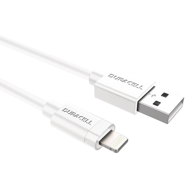 Καλώδιο Σύνδεσης USB 2.0 Duracell USB A σε MFI Lightning 15W 2m Λευκό