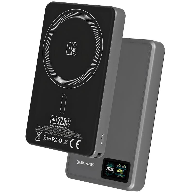 Φορτιστής Ανάγκης Blavec BJ-03 22.5W 10000mAh 3 σε 1 Magnetic Γκρι
