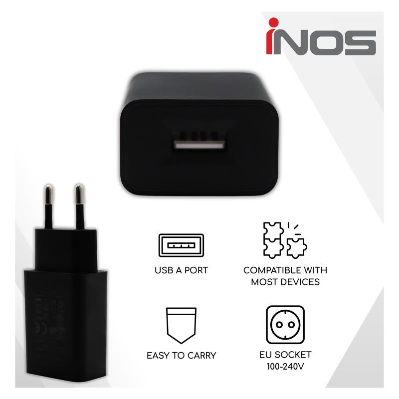 Φορτιστής Ταξιδίου με Έξοδο USB A 5W Μαύρο (Ασυσκεύαστο)