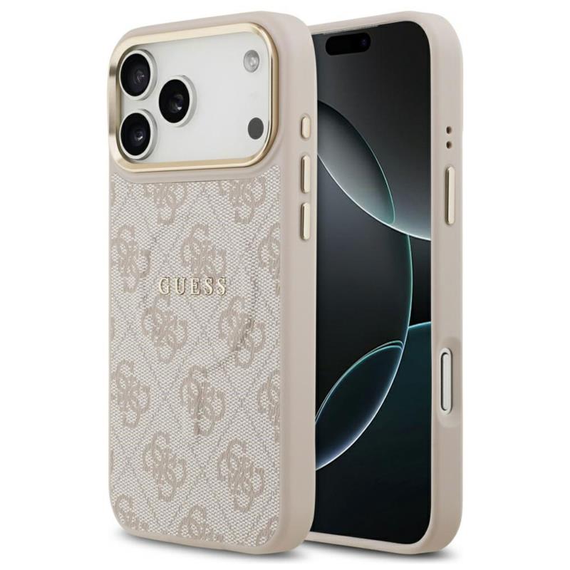 Θήκη PU Guess MagSafe Apple iPhone 17 Pro Max Hardcase Classic 4G Ροζ