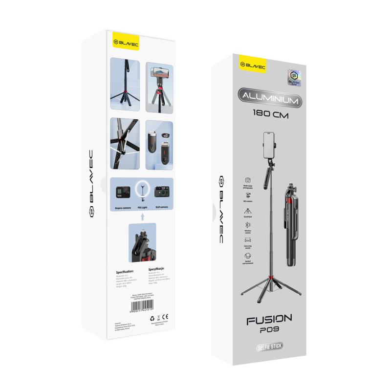 Ασύρματο Selfie Stick & Τρίποδο Blavec Fusion P09 Aluminium με Τηλεχειριστήριο για Smartphones Μαύρο