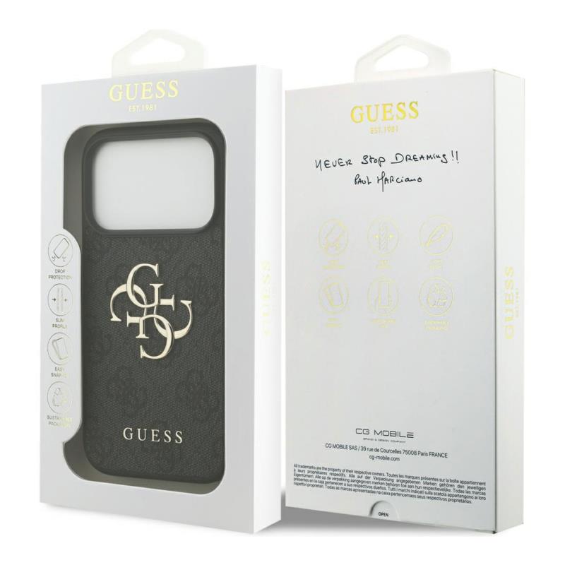 Θήκη PU Guess Apple iPhone 17 Pro Hardcase Big Logo 4G Μαύρο