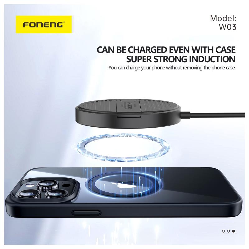 Ασύρματη Βάση Φόρτισης Μαγνητική Mini Foneng W03 15W με Stand & Καλώδιο 1m Μαύρο