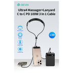 Καλώδιο Σύνδεσης USB 2.0 Massager Lanyard 3 σε 1 Braided Devia EC317 USB C σε USB C PD 100W 1.5m Ultra4 Μαύρο