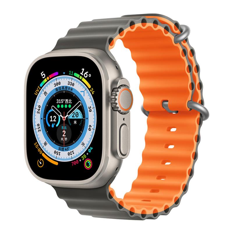 Λουράκι Devia Sport6 Silicone Apple Watch (38/ 40/ 41/ 42mm) Two-Tone Deluxe Γκρι-Πορτοκαλί