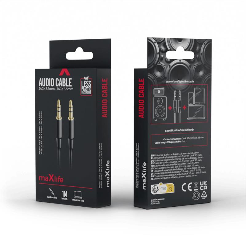 Καλώδιο Ήχου Maxlife 3.5mm/3.5mm 1m Μαύρο