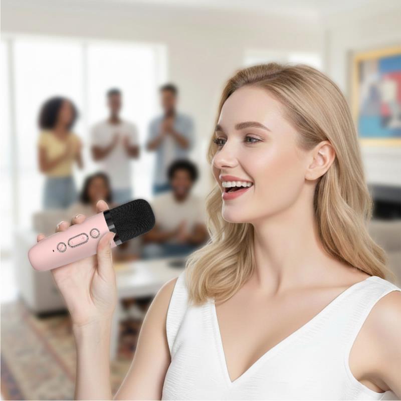 Φορητό Ηχείο Bluetooth Blavec WS-07 Karaoke Party με 2 Μικρόφωνα 5W Ροζ