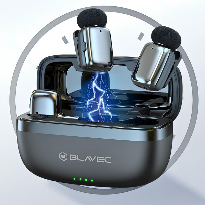 Ασύρματα Μικρόφωνα Blavec MK-03 Lavalier ClipGo USB C Ασημί