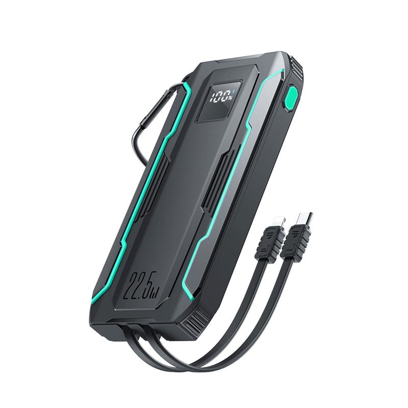 Φορτιστής Ανάγκης Joyroom JR-L017 22.5W 10000mAh PD με Φακό & 2 Ενσωματωμένα Καλώδια Μαύρο