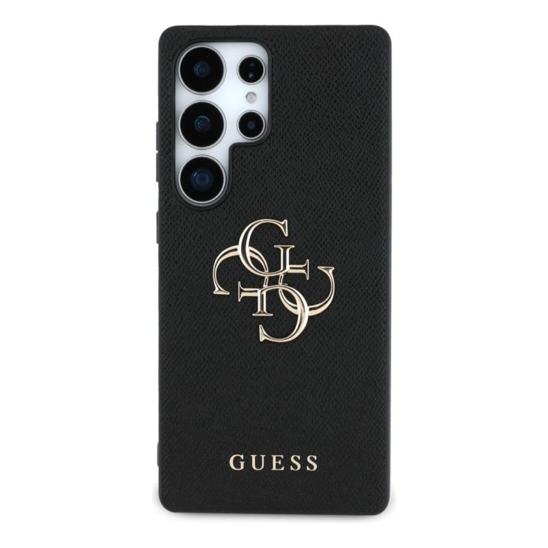 Θήκη PU Guess Samsung Galaxy S25 Ultra Hardcase Grained Big Logo 4G Μαύρο