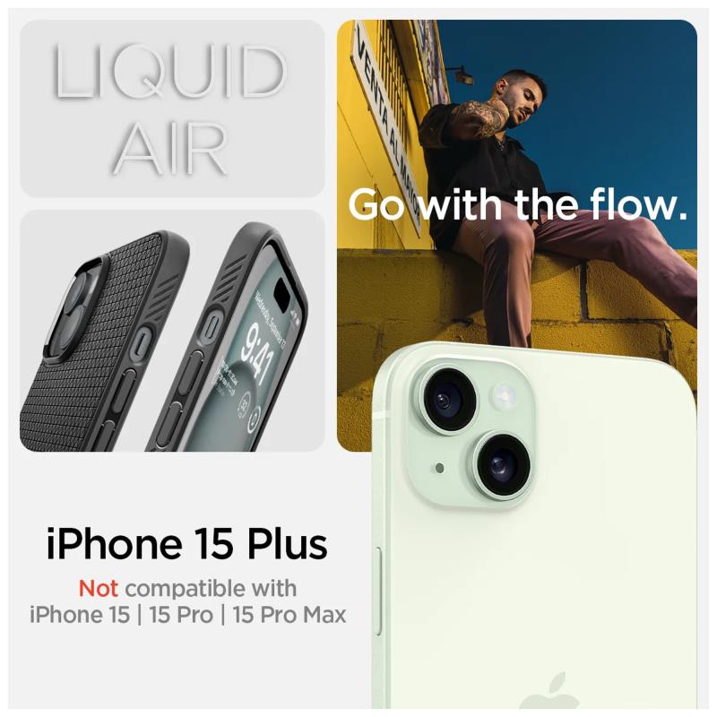 Θήκη Soft TPU Spigen Apple iPhone 15 Plus Liquid Air Μαύρο