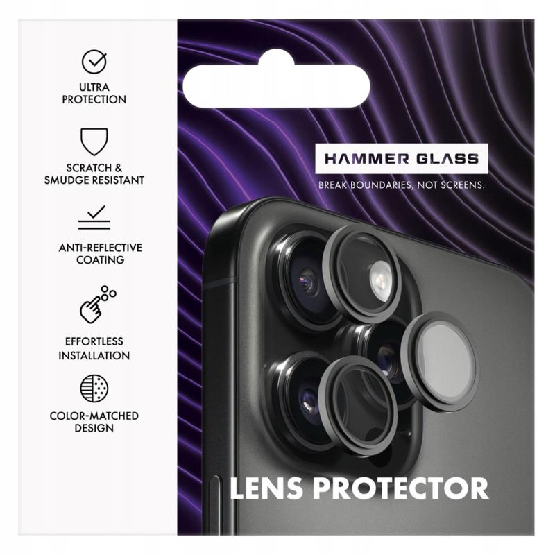 Tempered Glass Full Face Hammer Glass για Τζαμάκι Κάμερας Apple iPhone 16 Pro/ 16 Pro Max Μαύρο