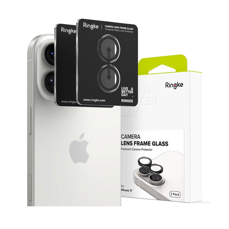 Tempered Glass Ringke Lens Frame για Τζαμάκι Κάμερας Apple iPhone 17 Μαύρο (2 τεμ.)