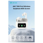 True Wireless Ακουστικά Bluetooth Devia EM405 ANC Pro3 με Οθόνη Λευκό
