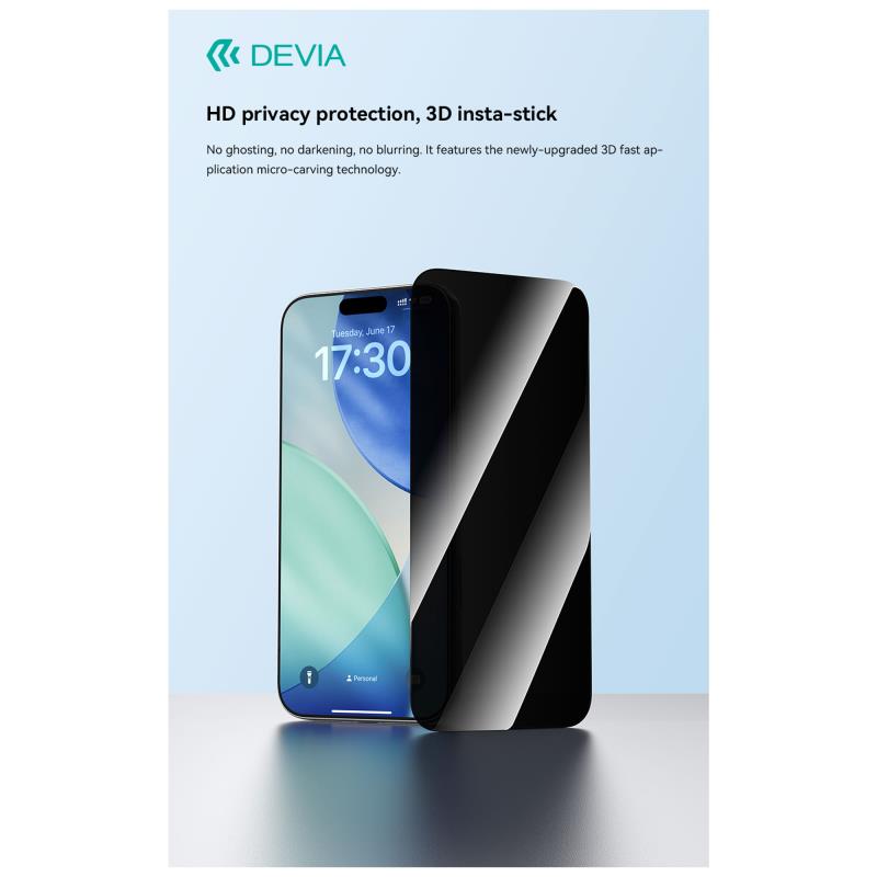 Tempered Glass Full Face Privacy Devia Apple iPhone Air με Βοηθητικό Εργαλείο Van Μαύρο (1 τεμ.)