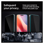 Tempered Glass Full Face Spigen Glas.tR EZ-FIT Privacy Apple iPhone 16 Pro/ 17/ 17 Pro (2 τεμ.)