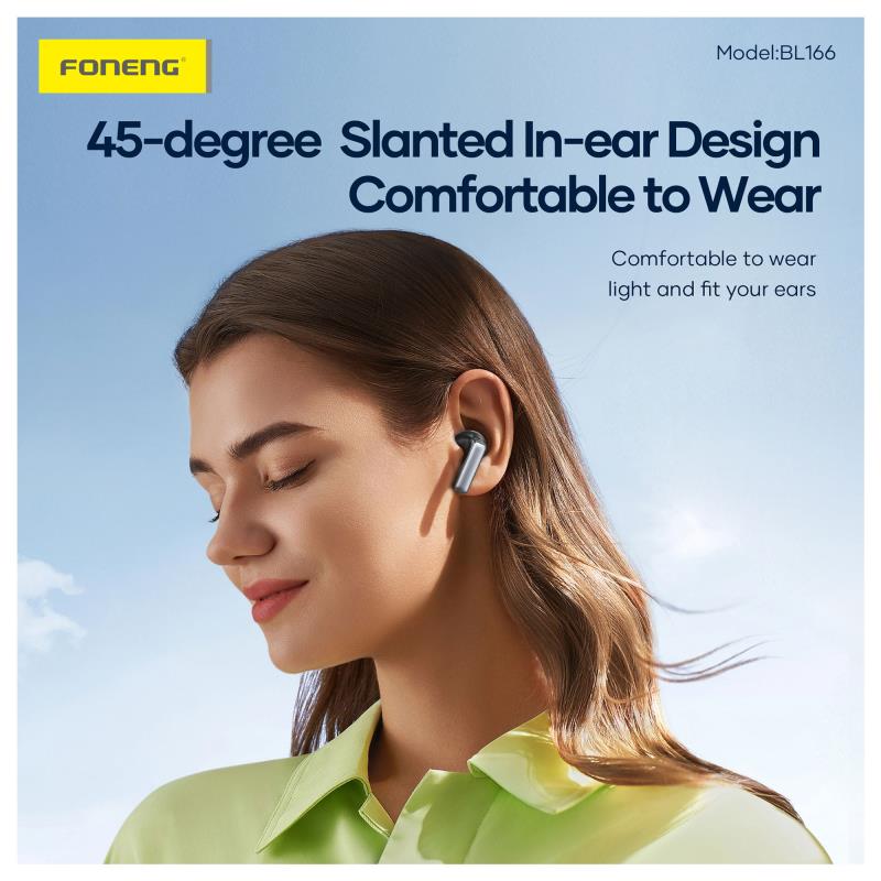 True Wireless Ακουστικά Bluetooth Foneng BL166 Sliding-Lid ANC+ENC Ασημί