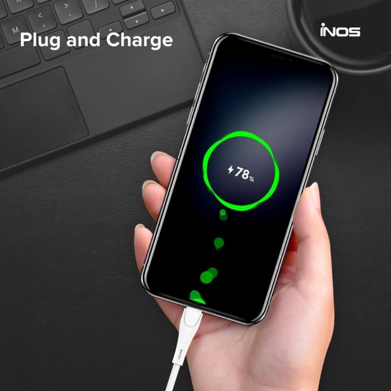 Καλώδιο Σύνδεσης USB 2.0 inos UltraCon USB A σε USB C 15W 1m Λευκό