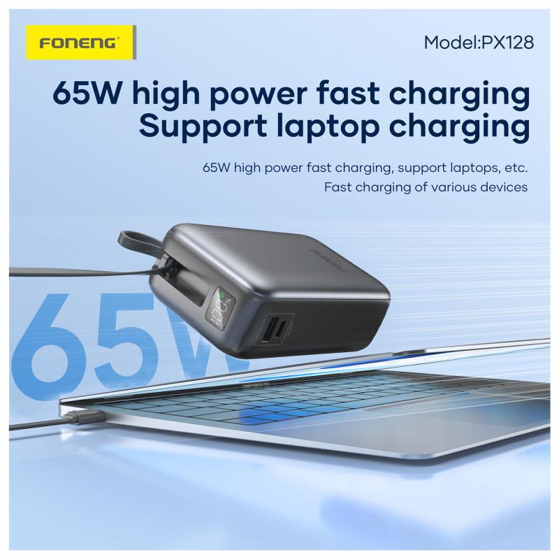 Φορτιστής Ανάγκης Foneng PX128 65W 30000mAh Σκούρο Γκρι