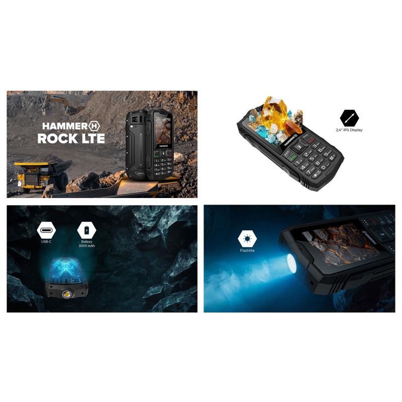 Κινητό Τηλέφωνο Hammer Rock LTE (Dual SIM) Μαύρο