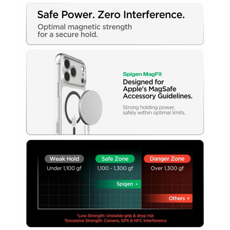 Θήκη TPU & PC Spigen Apple iPhone 18 Pro/ 17 Pro MagSafe Ultra Hybrid Διάφανο-Γκρι
